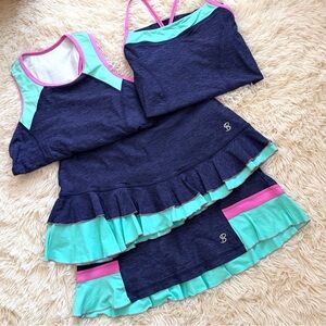 4 Piece Lot Set Sofibella Lifestyle Tennis Athleisure Wear Teal Pink Blue Medium